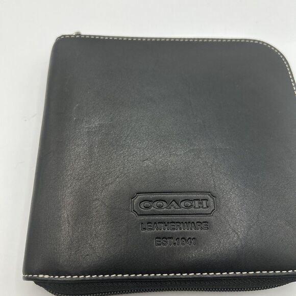 Vintage Coach Y2K Black Leather 12 CD/DVD Travel Case Good Condition - Picture 2 of 9